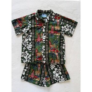 RJC Hawaiian Hawaii Boys Size 6 Camp Shirt and Shorts Set Surfboard Summer
